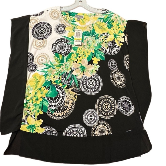 Women’s JM Collection Yellow & Green Floral Knit Top - Size M - NWT - Picture 2 of 6